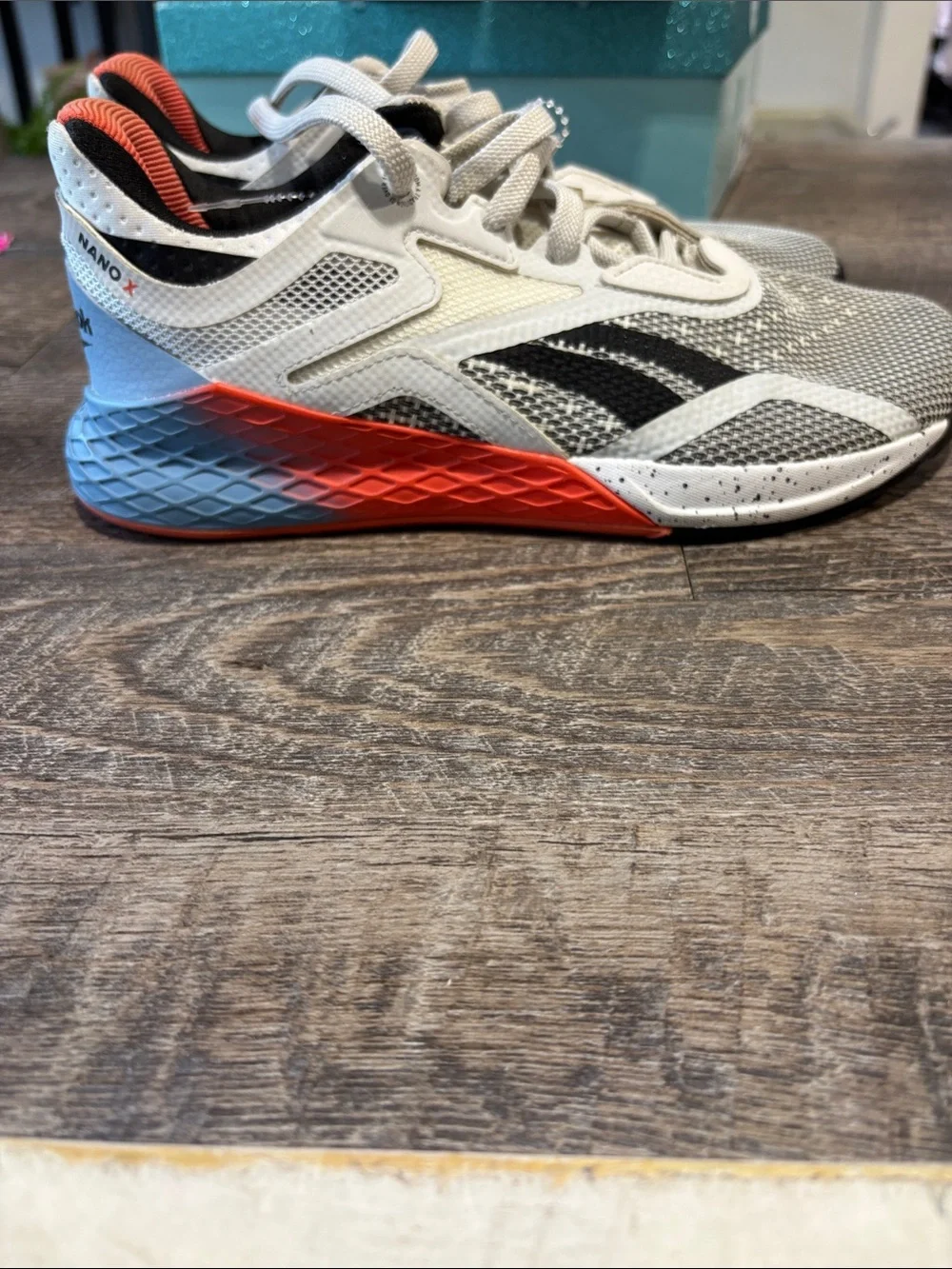 Reebok Nano X Gradient Performance Trainer - White, Black & Red-Blue
